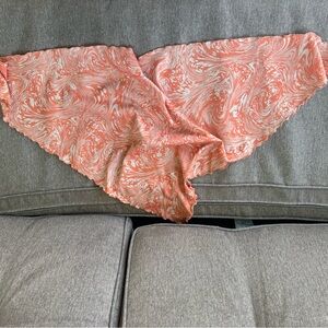 Peach Swirl Satin Scalloped Head Scarf